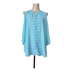 Zac And Rachel Blue and White Striped Blouse Size M